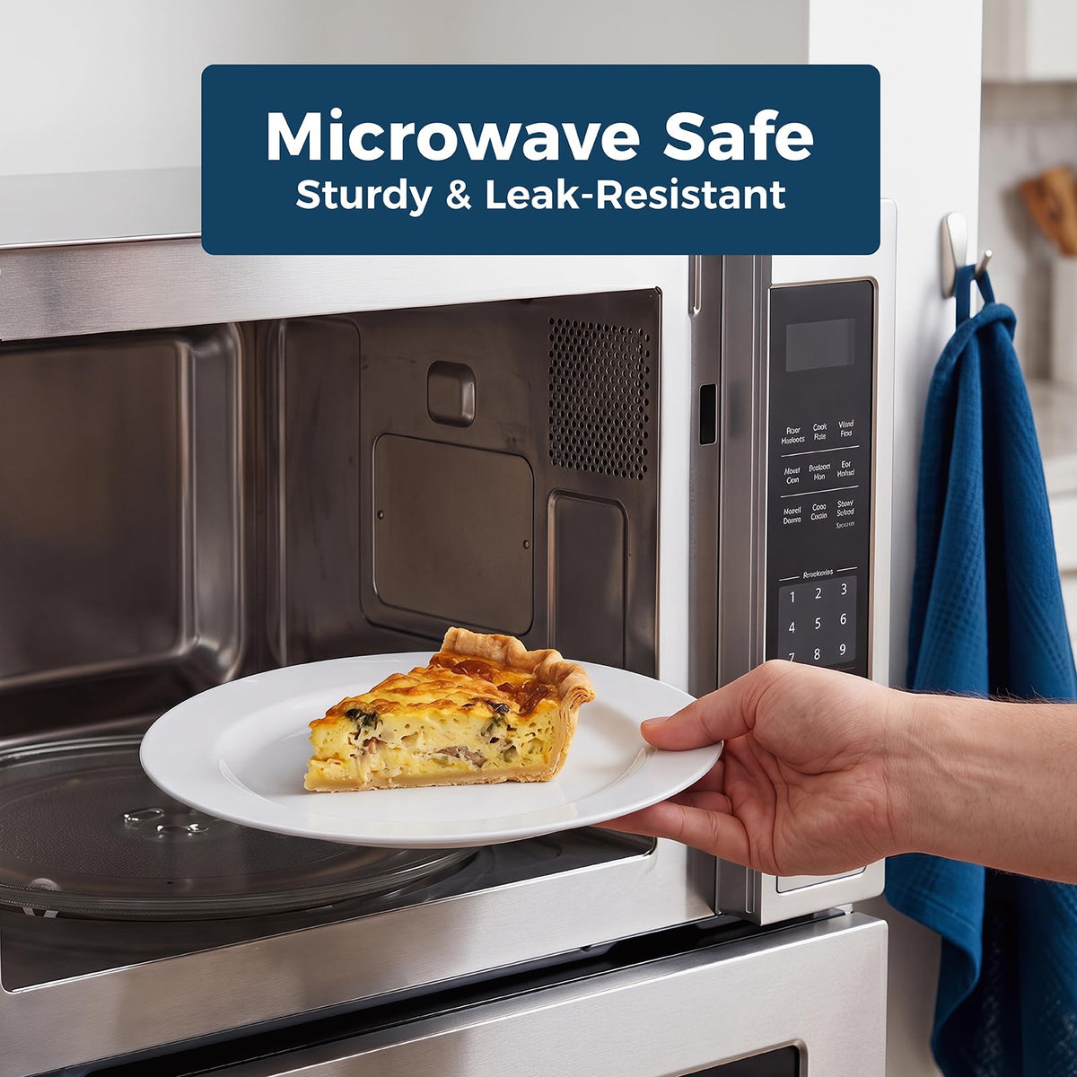 Disposable White Plastic Plates 60 Pack, Microwave, Dishwasher Safe