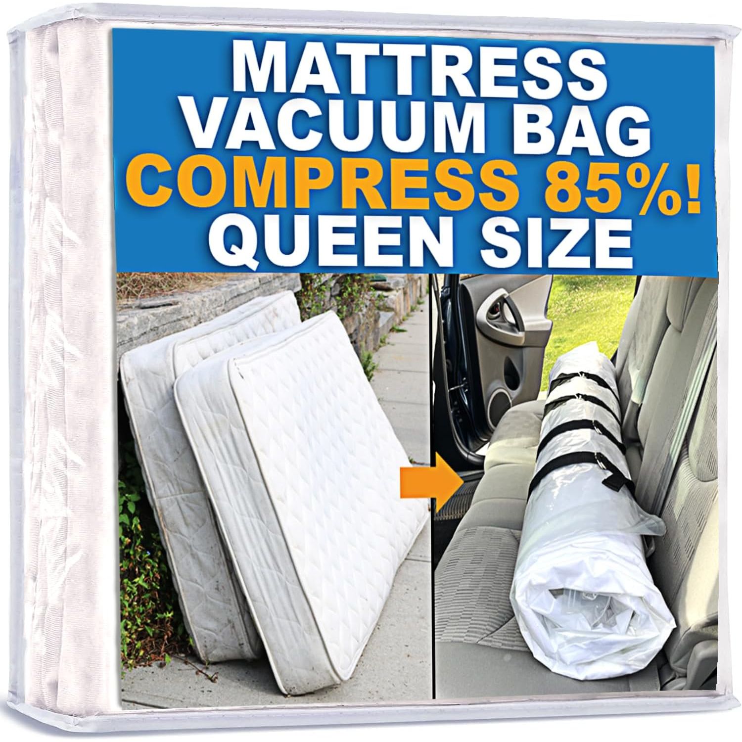 Buy now Mattress Vacuum Bag for Moving, Vacuum Seal Mattress Bag for Memory Foam or Inner Spring Mattresses, Compression and Storage for Returns, Leakproof Valve and Double Zip Seal (Queen/Full/Full-XL) at indiglob india