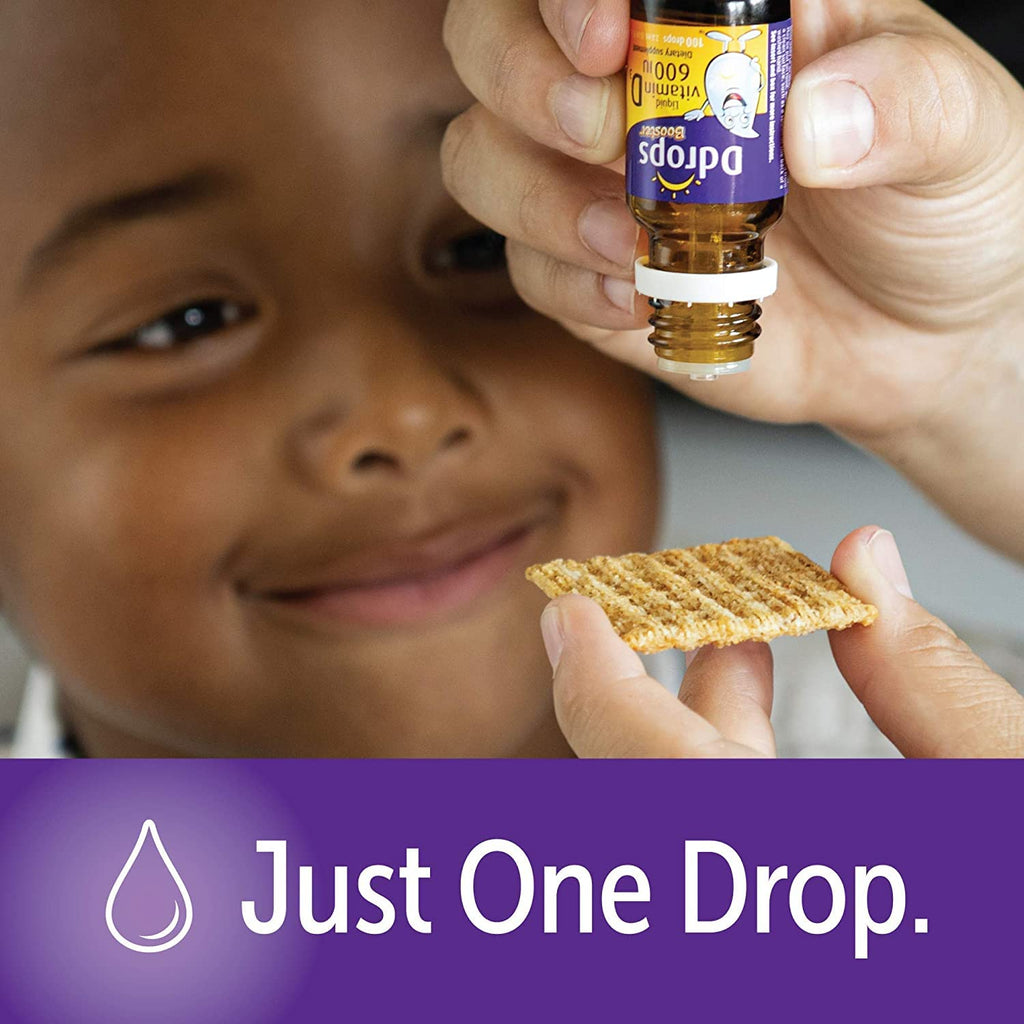 Ddrops Kids Booster 600IU 100 Drops - Daily Liquid Vitamin D for Kids. Support Strong Bones & Immune System in Children. No Preservatives, No Sugar, Non-GMO, Allergy-Friendly (Pack of 2)
