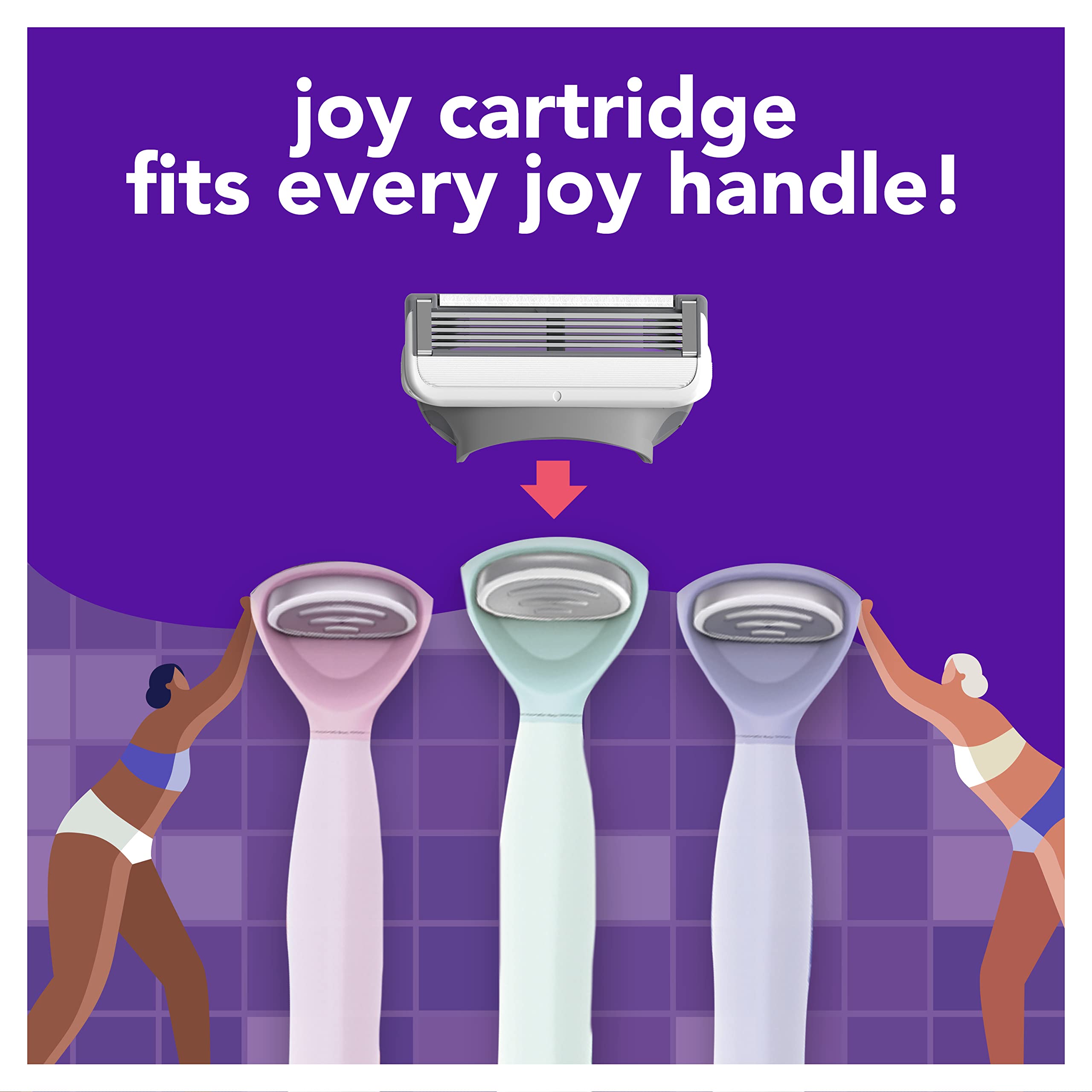 joy Razors for Women, 1 Handle, 4 Razor Blade Refills, Lavender, Lubrastrip to Help Avoid Skin Irritation
