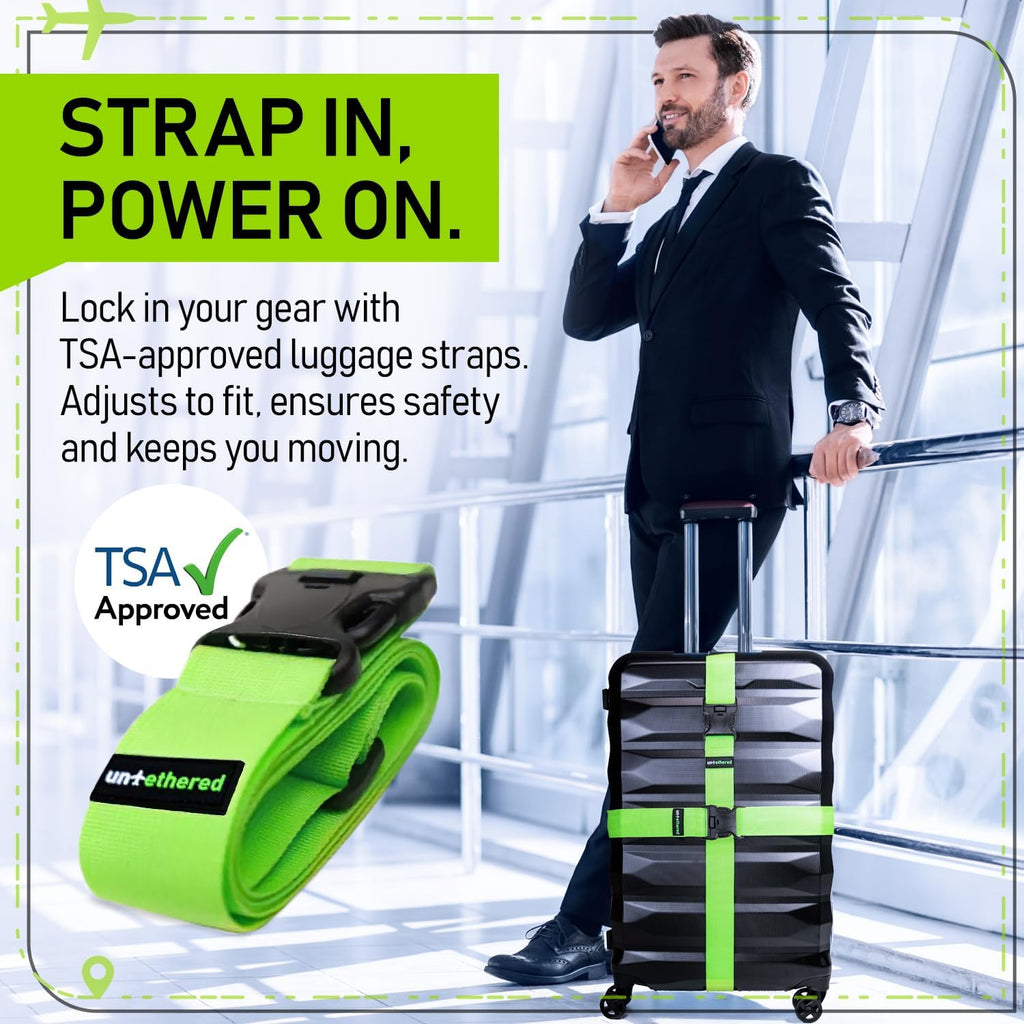 Buy now Untethered Luggage Straps | TSA-Approved Suitcase Belts with Heavy-Duty Buckles. Secure Adjustable Travel Accessories for Checked Bags. 4-Pack at indiglob india