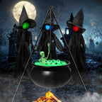 Halloween Outdoor Decorations, Witches Cauldron for Yard Decorations, Witch Decor Indoor, Halloween Witch Cauldron with Tripod with Eyeballs String Lights and Skeleton for Home & Porch Decor