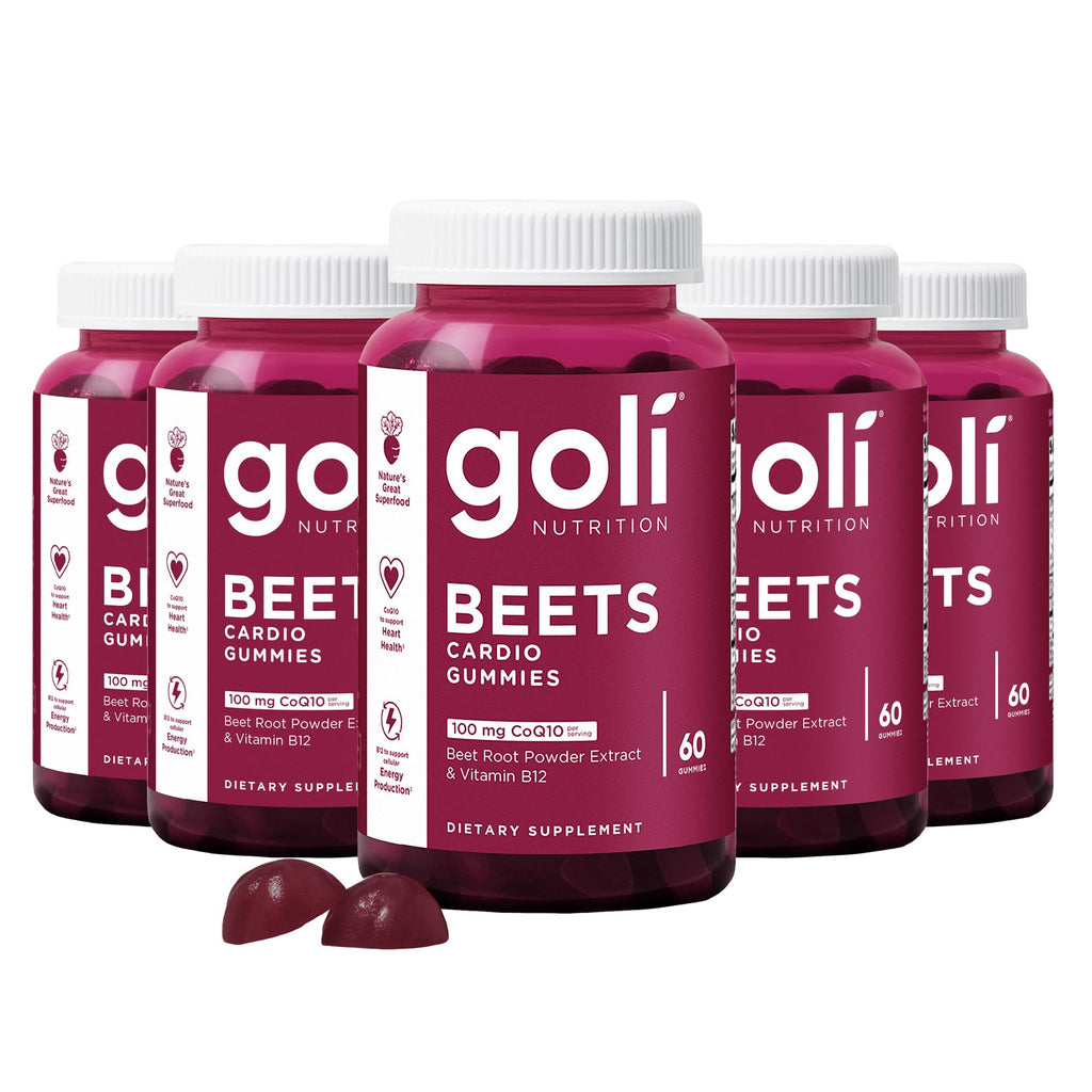 Goli Beets Cardio Gummies with CoQ10 and Vitamin B12 - Beetroot Extract - Cardiovascular Wellness - Vegan, Non-GMO, Gluten-Free