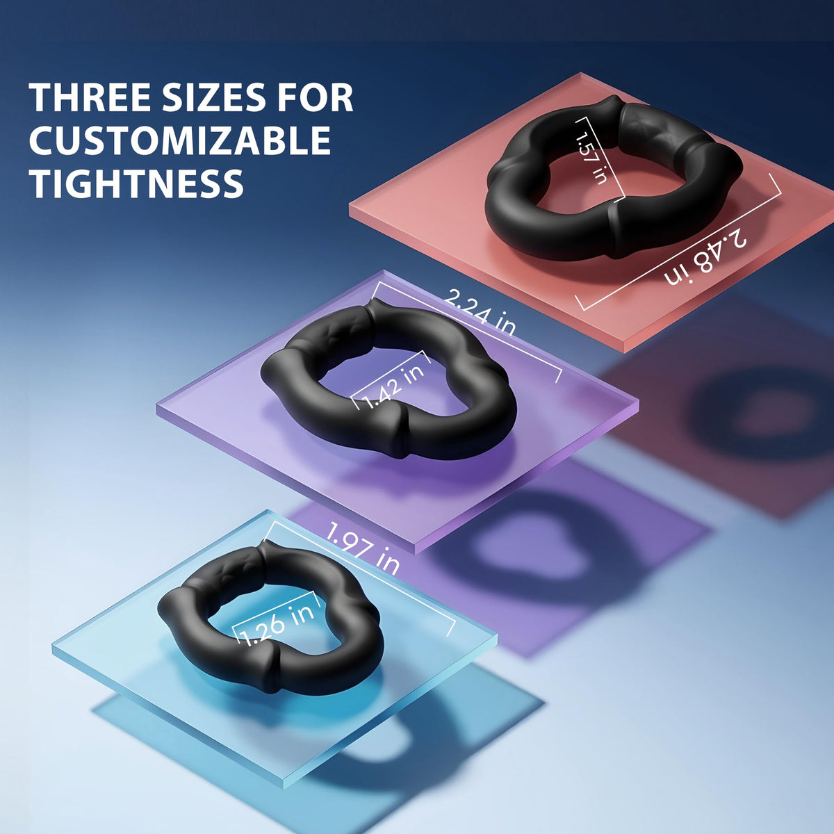 Open Tip Cock Ring Set for Men, 3 Size Silicone Penis Rings with 6-Point Pressure Support, No Blockage Design for Smooth Ejaculation, Ergonomic Body-Fit Erection Support Ring, Couple Sex Toy
