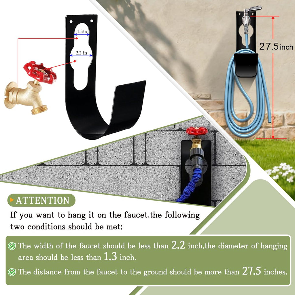 SupKing Hose Holder Wall Mount,Heavy Duty Garden Hose Hanger Reel Metal Hose Hooks Fit to100ft Expandable Watering Hose Storage