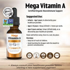 Dr. Green Mom Mega Vitamin A Liquid Drops | 1500 mcg RAE Per 1 Drop, 1180 Servings Per Bottle | Certified Organic, Non-GMO in Organic MCT Oil | Retinyl Palmitate | Infants, Kids & Adults | 1 fl oz