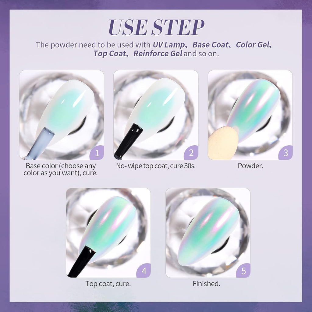 Buy now BORN PRETTY Chrome Powder Metallic Mirror Chameleon Nail Powder Auroras Mermaid Nail Powder Pigment for Nail Art Gel Polish Manicure Nail Art Decorations 9 Jars at indiglob india