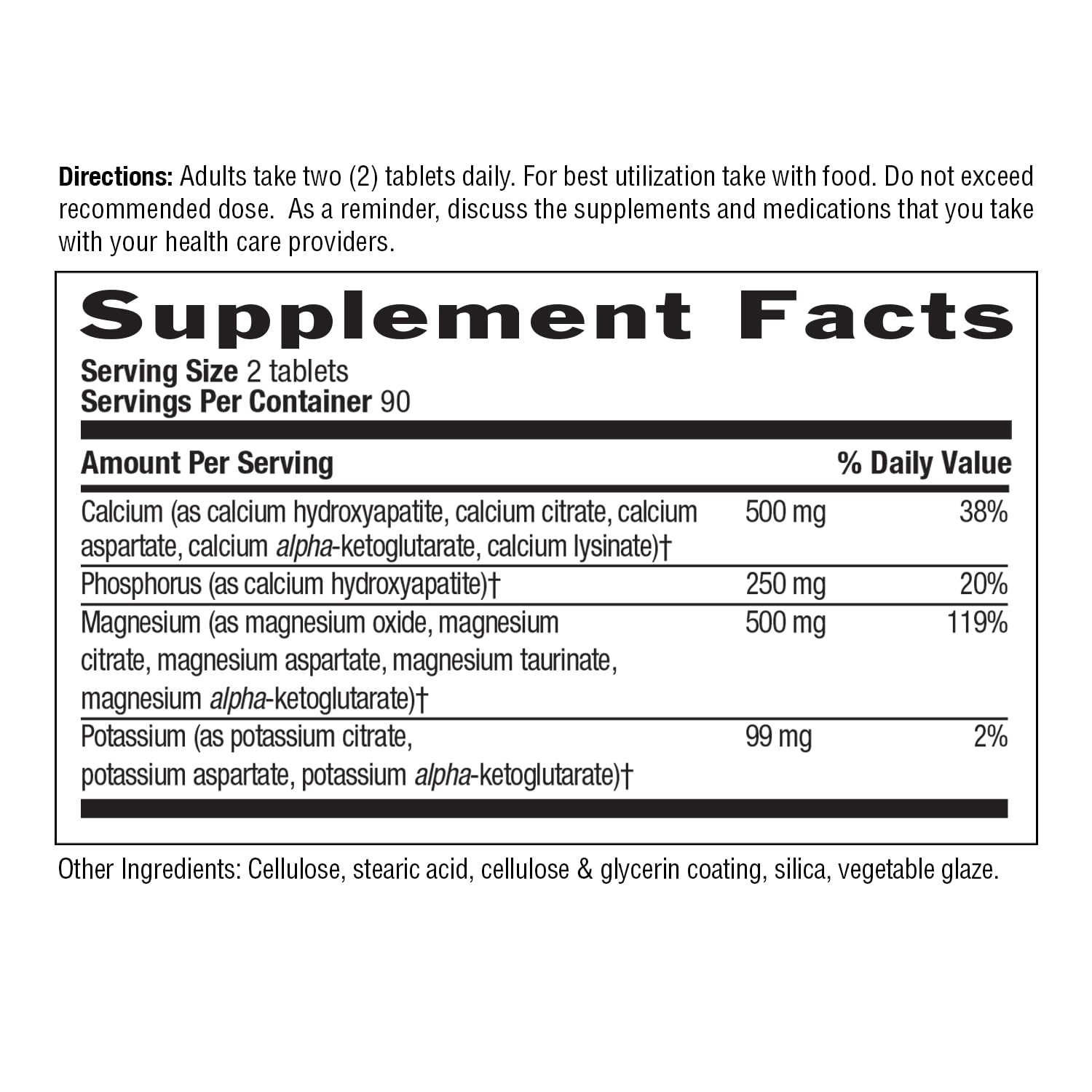 Country Life Target-Mins Calcium Magnesium Potassium, 180 Tablets | 500 mg calcium, 500 mg magnesium and 99 mg potassium per 2-tablet serving; certified gluten-free