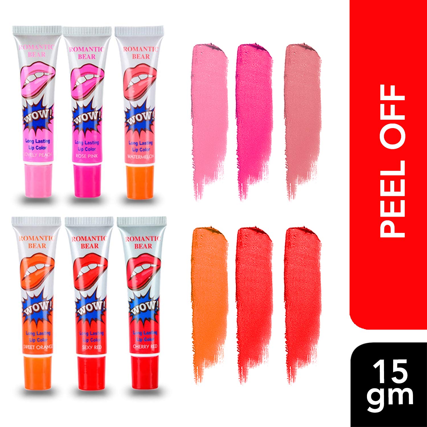 Buy now 6 Colors Tattoo Magic Color Peel Off Mask Tint Long Lasting Waterproof Lip Gloss by romantic bear at indiglob india