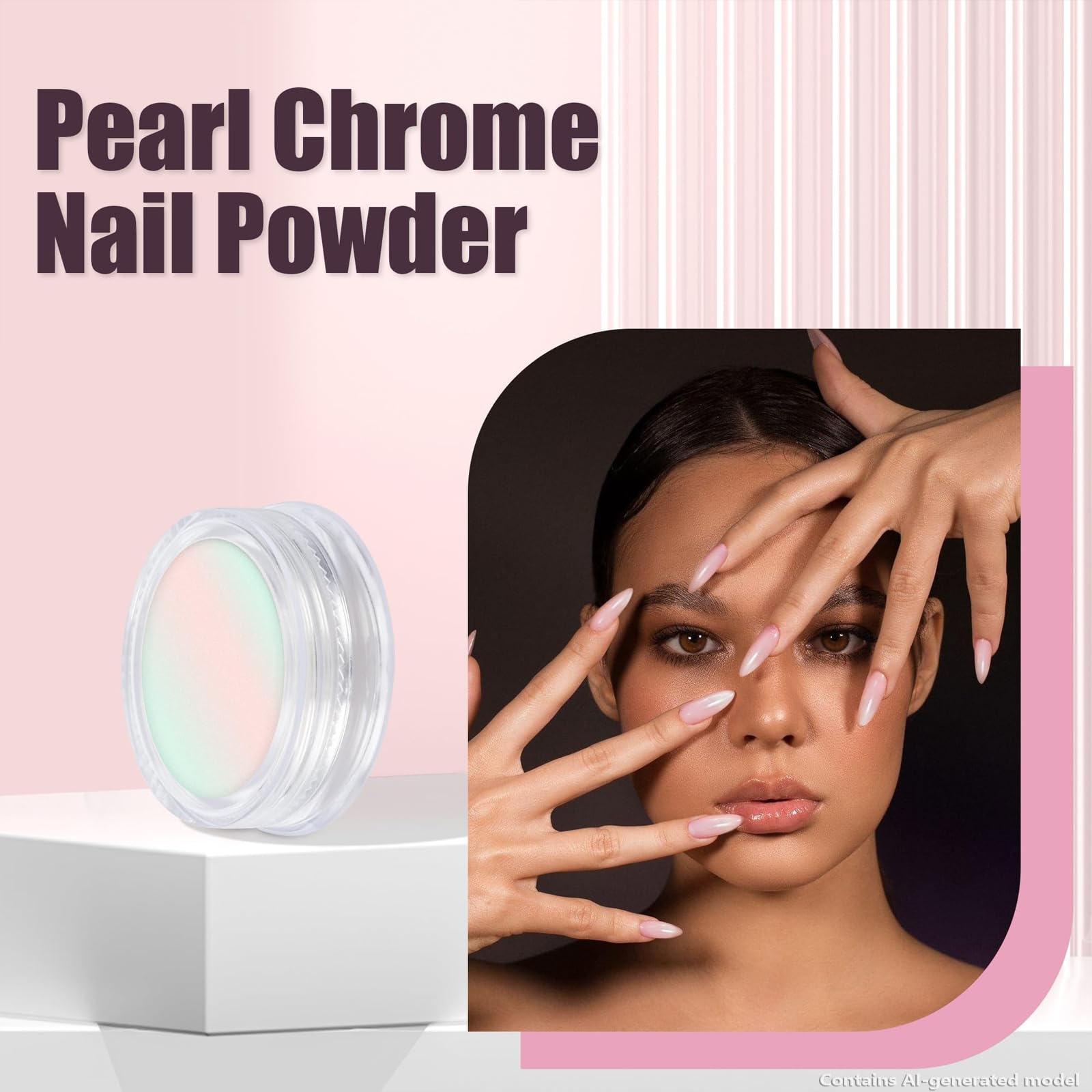 8 Jars Chrome Nail Powder Dip Magic White Pearl Kit Silver Mirror | Metallic Effect Holographic Dip Nail Powder Decoration Iridescent Aurora Mermaid Pigment