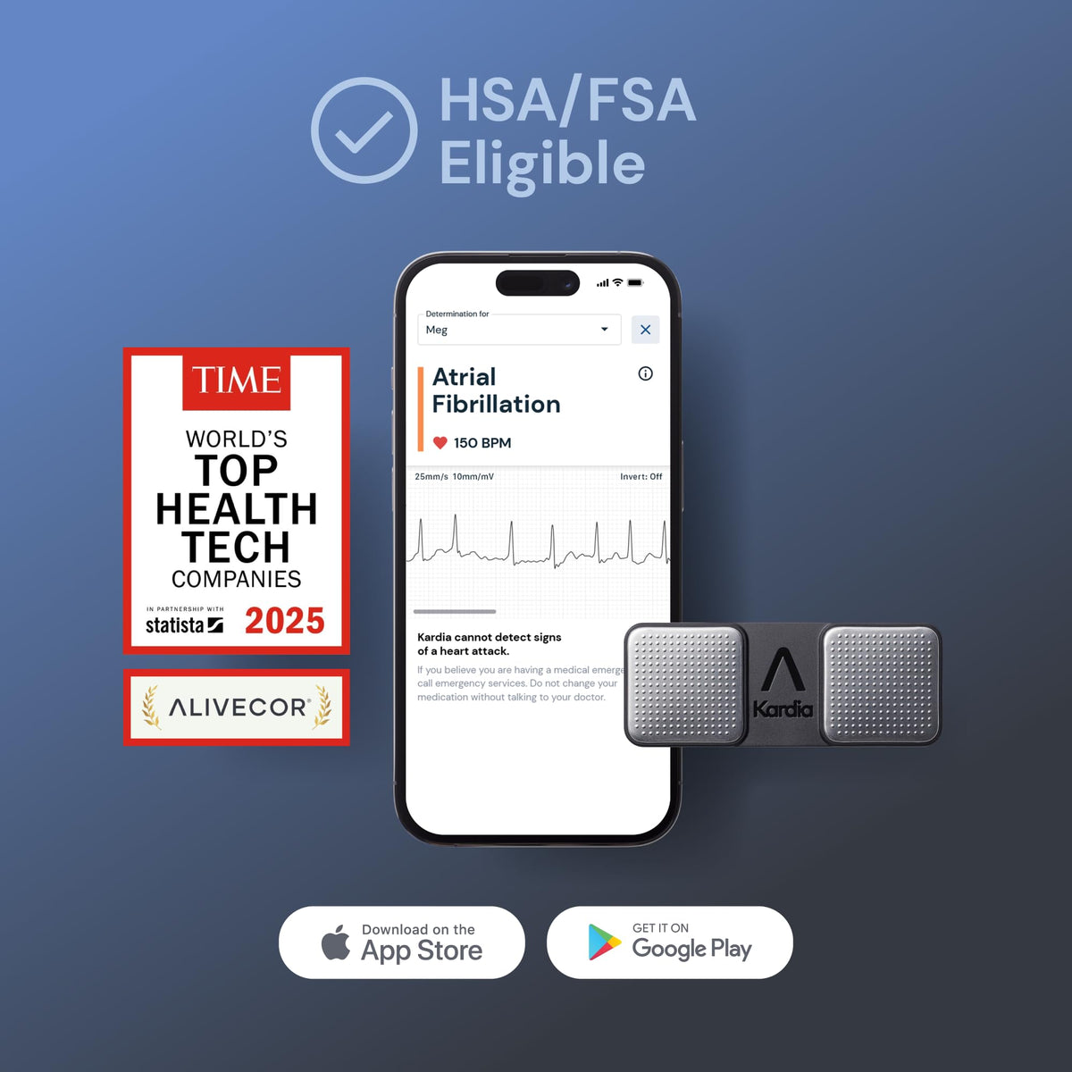 KardiaMobile 1-Lead EKG Monitor, Medical-Grade FDA-Cleared Personal Heart Monitor, Detects Normal, AFib & Arrhythmias, 30 Second Results, Works with Most Smartphones, HSA&FSA Eligible