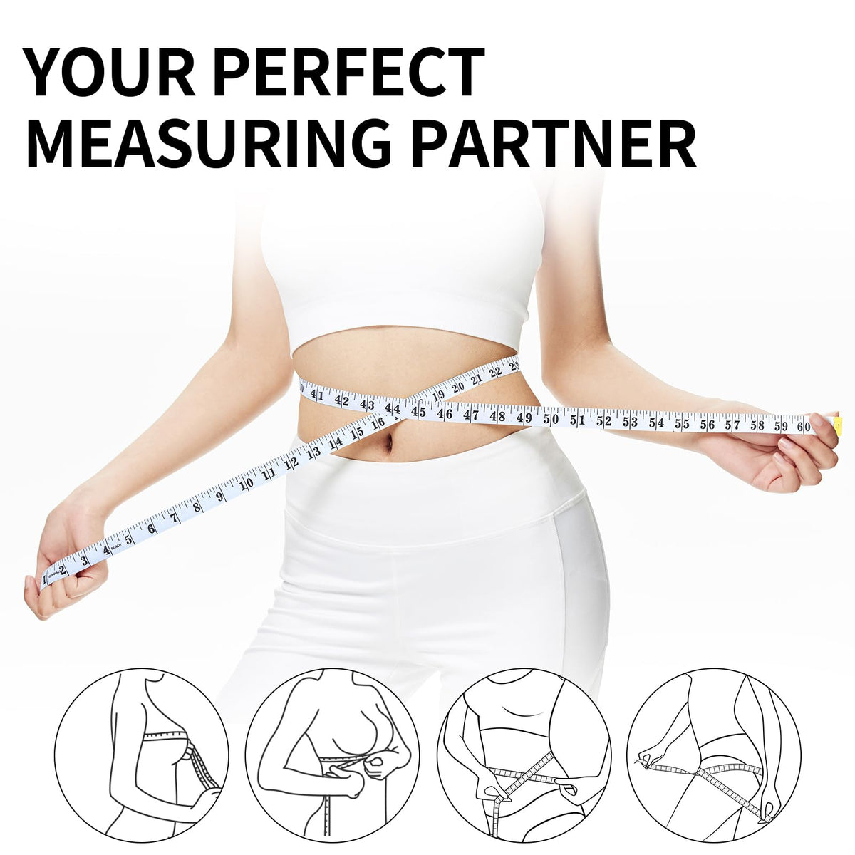 4 Pack Soft Tape Measure Body Measuring Tape, 120inch and 60inch Soft Fabric Measuring Tape Double-Sided Flexible Ruler for Weight Loss Fabric Sewing Tailor Cloth