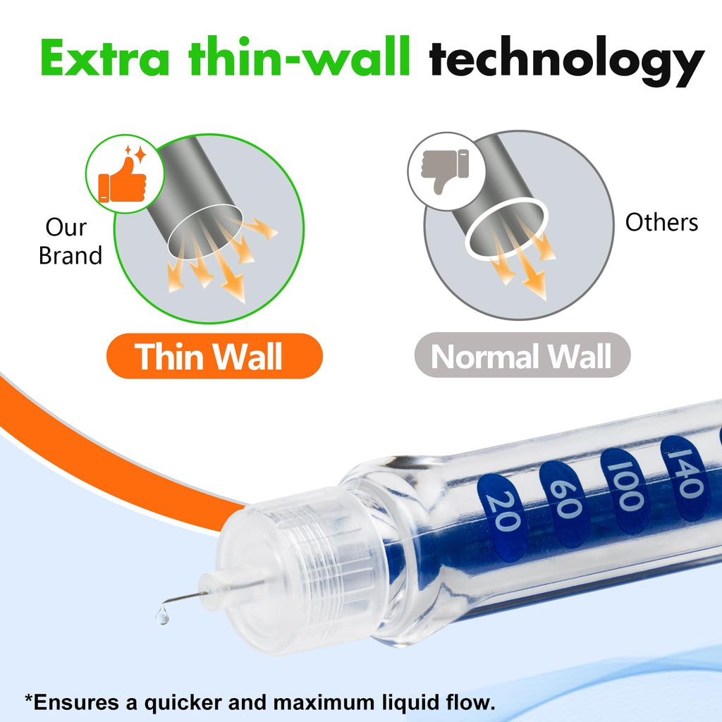 Pen Tips 31G x 8mm(5/16") Universal Fit, Sterile，Ultra-Thin Wall Technology. Comfortable and Precise，100 Count