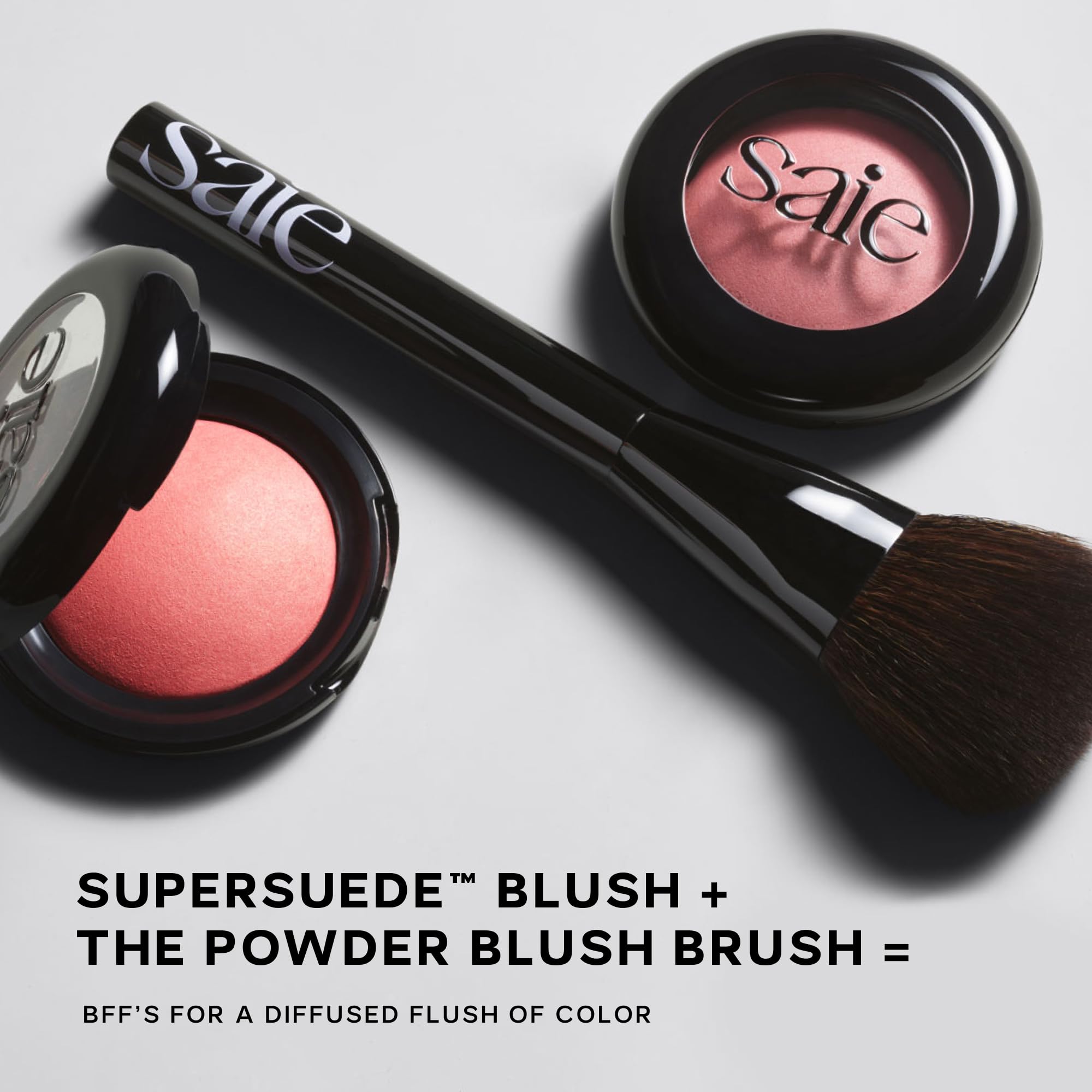 Buy now Saie Powder Blush Brush - Fluffy Makeup Brush for Cheeks - Ultra-Soft Tapered Bristles for a Precise, Diffused Application - For Pressed or Loose Powder Face Makeup, Bronzer + Blush - Vegan (1 Count) at indiglob india