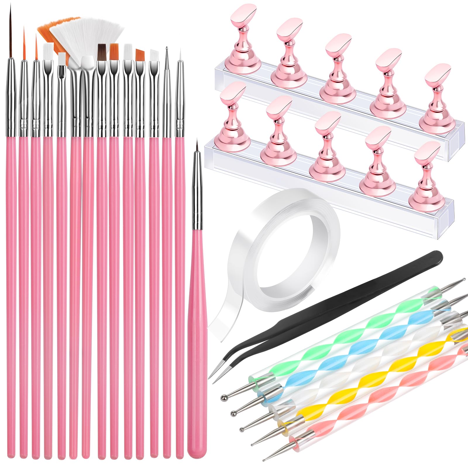 FANDAMEI Nail Art Tools, Nail Stuff, Nail Supplies, Nail Stand, Nail Brush | Nail Art Brushes, Nail Dotting Tool, Nail Stand For Press Ons, Nail Holder For Painting Nails, Nail Tools, Nail Design Tools