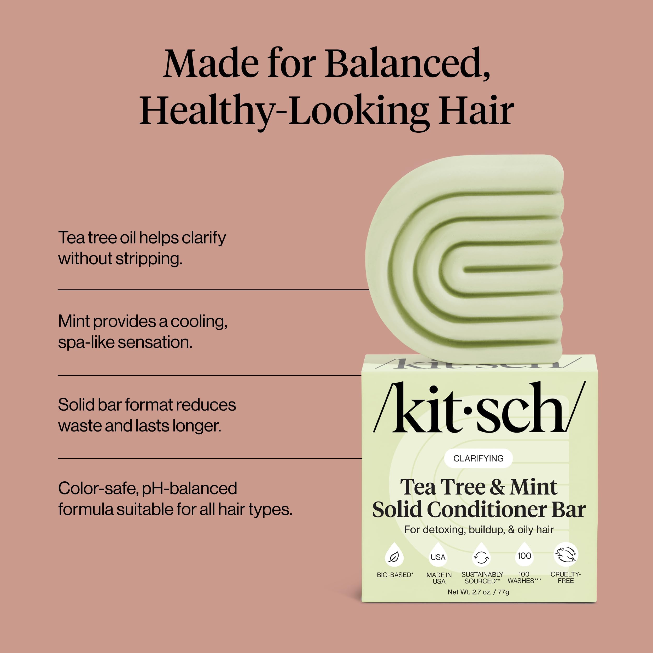 Buy now Kitsch Clarifying Tea Tree & Mint Conditioner Bar - Hair Conditioner for Scalp & Oil Control - Vegan Conditioner for Women and Men, Color-Safe, Sustainable Hair Care - Made in USA, 2.7 oz at indiglob india