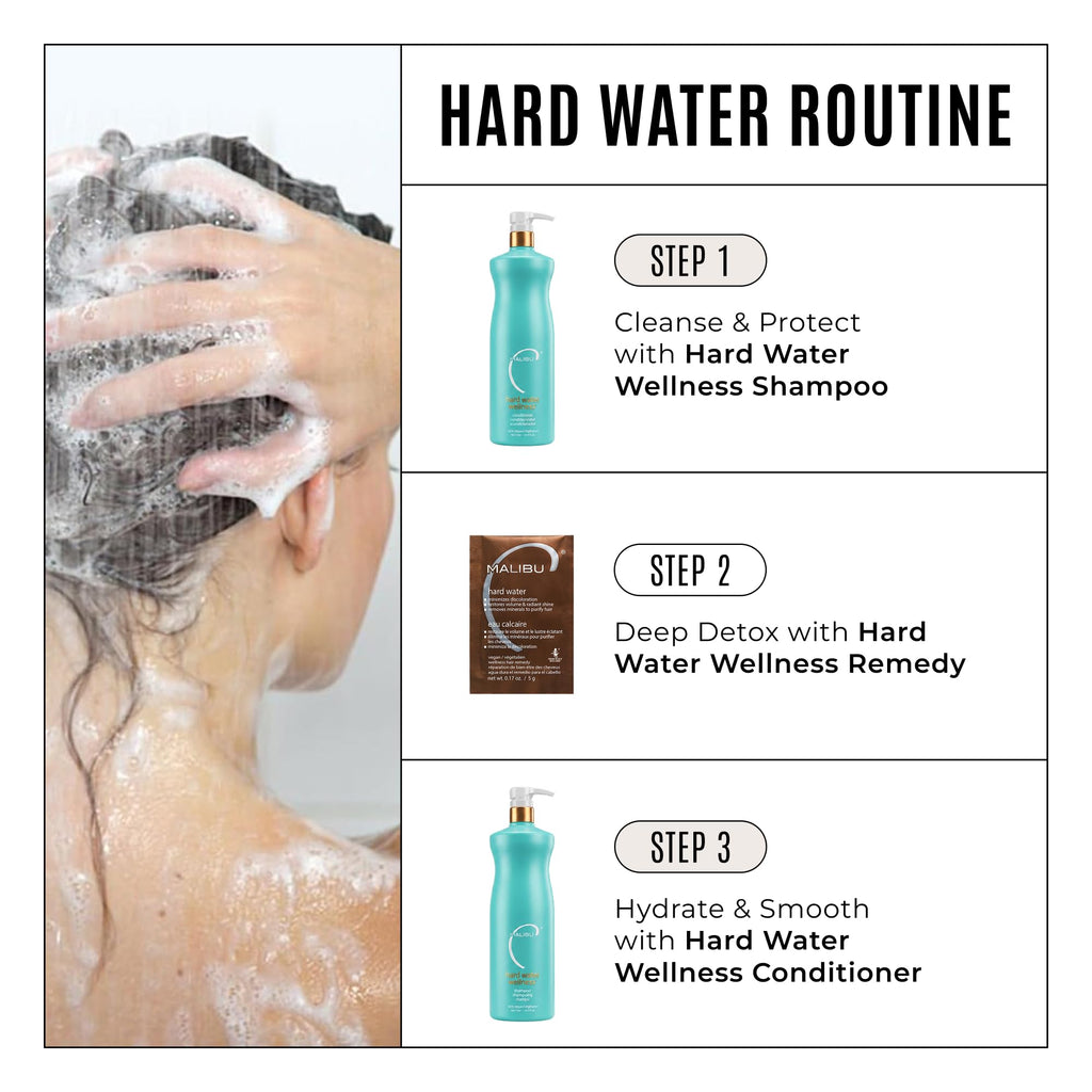 Malibu C Hard Water Wellness Shampoo and Conditioner Duo - Hydrating Hair Care for Shine & Manageability - Protects from Waterborne Elements That Cause Dry, Damaged Hair (33.8oz)