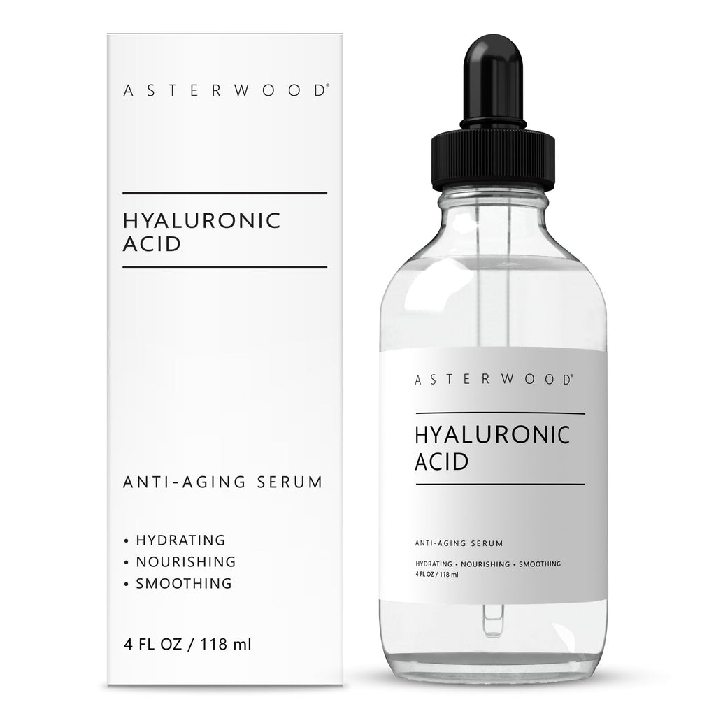 Asterwood Pure Hyaluronic Acid Serum for Face, Anti-Aging & Hydrating | Deep Hydrating, Plumping & Smoothing Serum, Cruelty-Free, Fragrance-Free & Vegan, 8 Fl Oz