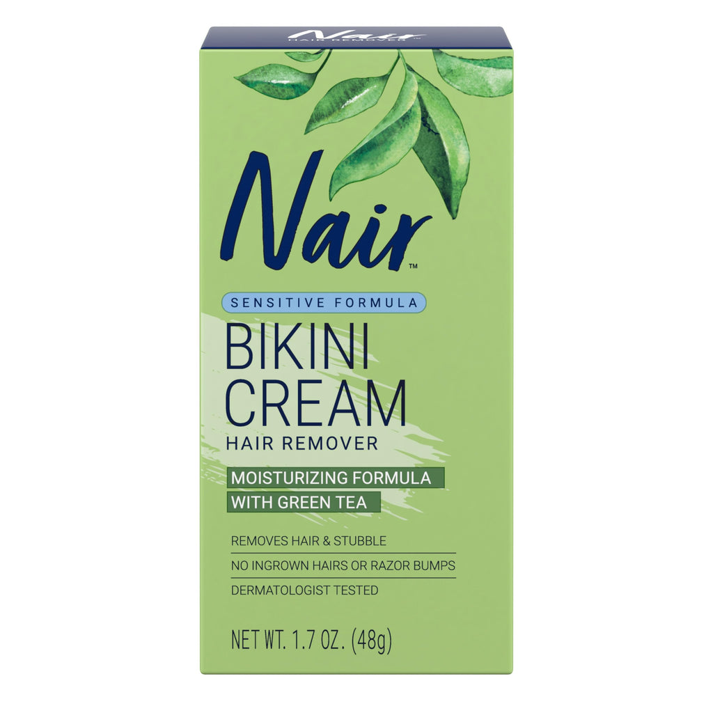 Nair Bikini Cream with Green Tea Sensitive Formula, 1.7 Ounce | Sensitive Skin Formula, Bikini Hair Removal, Dermatologist-Tested, Soft & Smooth Skin