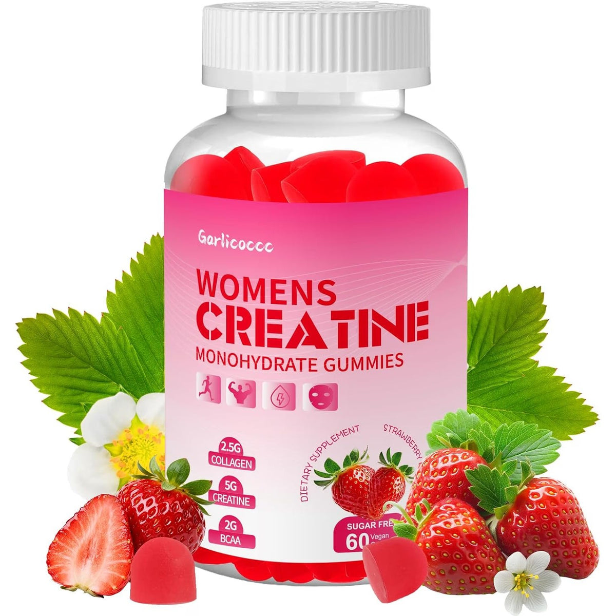 Sugar Free Creatine Gummies for Women,Strawberry Flavor