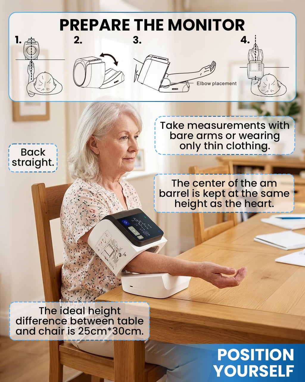 Saker Blood Pressure Monitor Upper Arm, No-Wrap BP Machine, FDA-Cleared