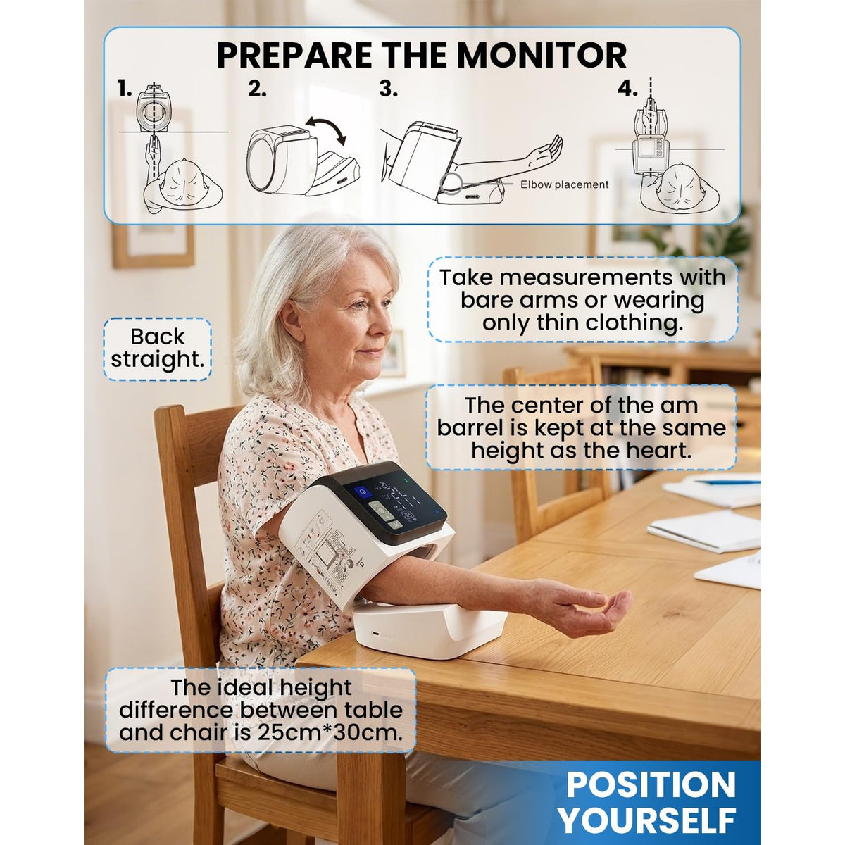 Saker Blood Pressure Monitor Upper Arm, No-Wrap BP Machine, FDA-Cleared