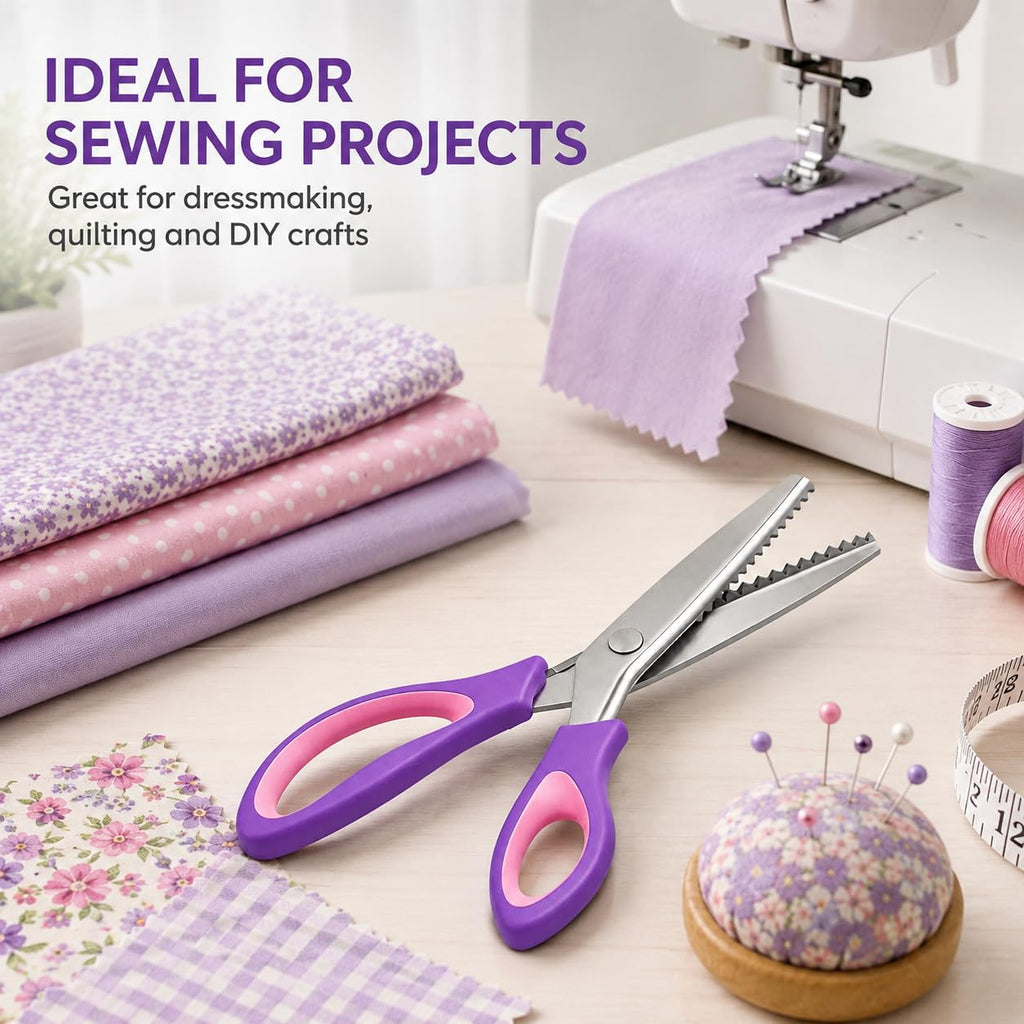 Pinking Shears for Fabric, 5mm Zig Zag Scissors for Sewing and Crafts