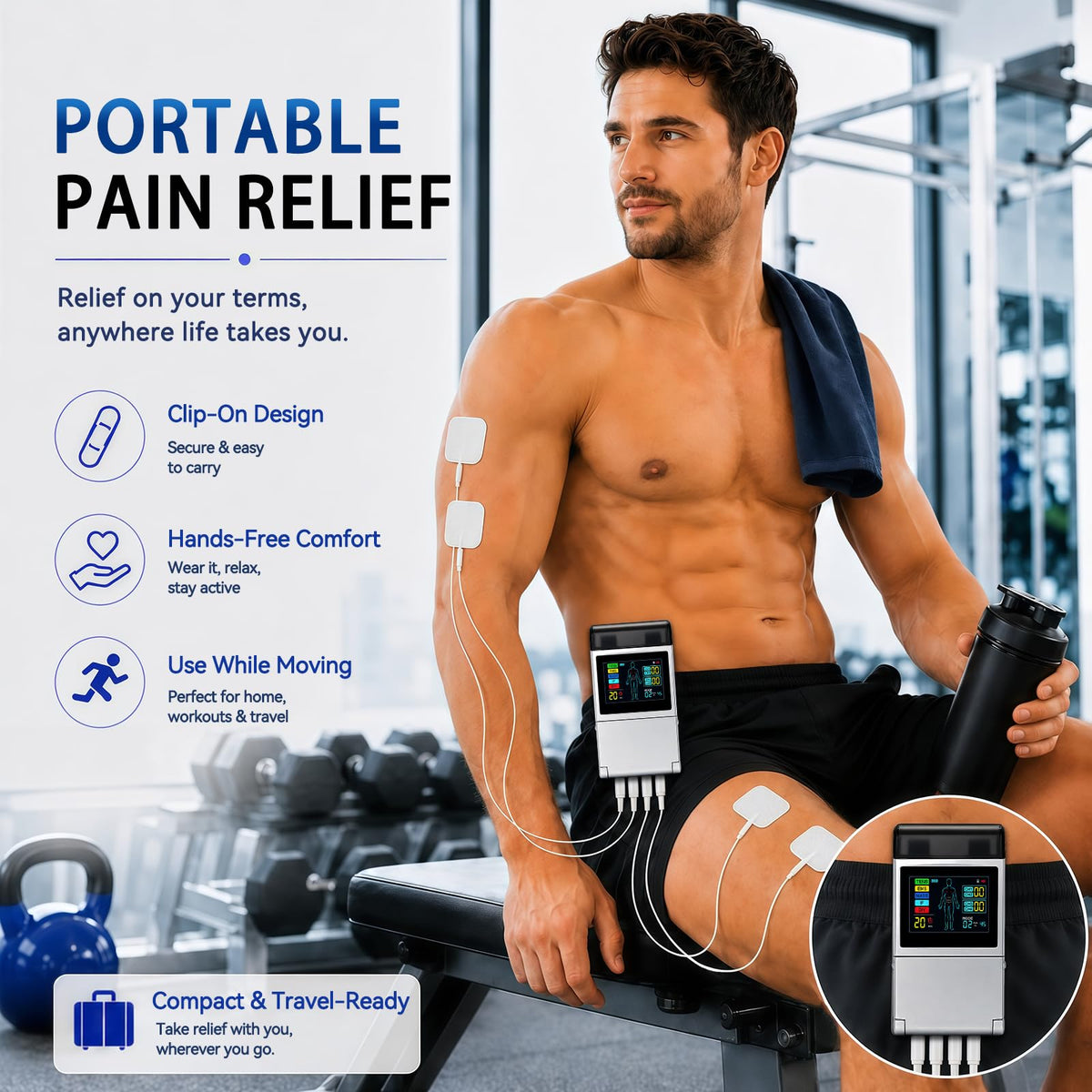 TENS EMS Unit Muscle Stimulator for Pain Relief,5-in-1 & 80 Modes 4 Channel 30 Intensity Electronic Pulse Massager,Large Color LCD Display with 16 Electrode Pads for Shoulder,Neck,Back,Sciatica