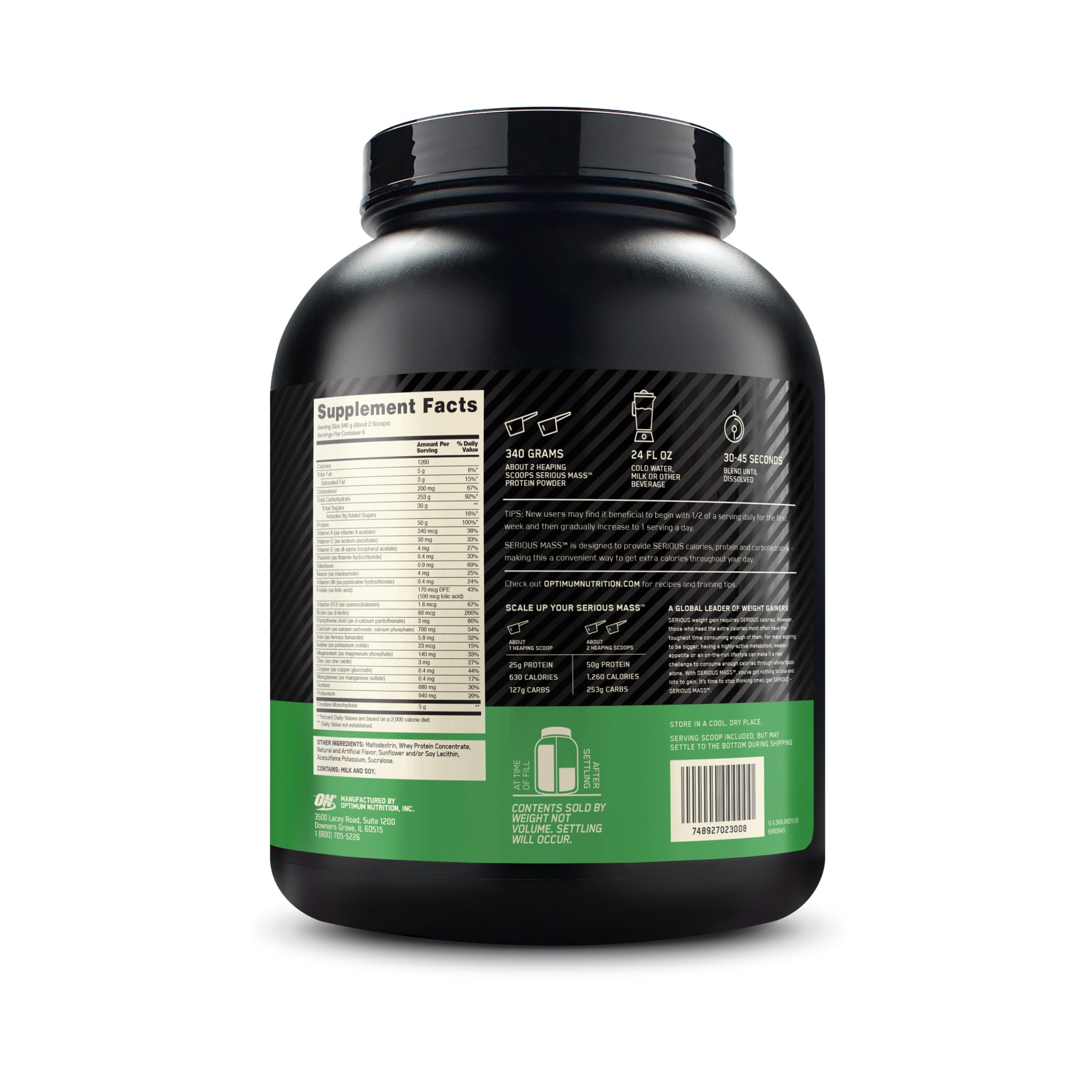 Buy now Optimum Nutrition Serious Mass, Weight Gainer Protein Powder, Mass Gainer, Vitamin C and Zinc for Immune Support, Creatine, Vanilla, 6 Pound (Packaging May Vary) at indiglob india