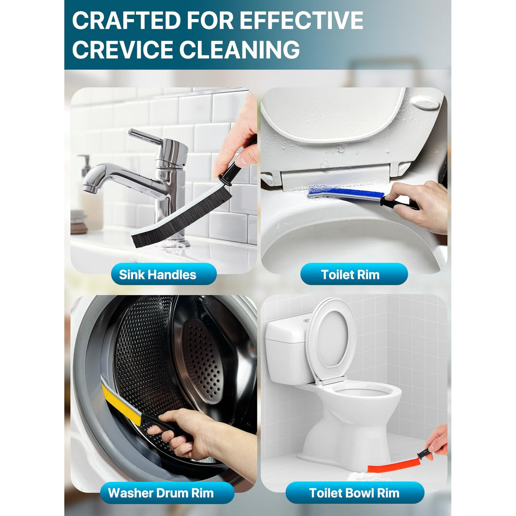 6Pcs Hard Bristle Crevice Cleaning Brush, Multifunctional Premium Crevice Cleaning Tool, Designed for Cleaning Narrow Spaces, Suitable for Toilet, Faucets,Kitchen,Grout, KOSPRIE