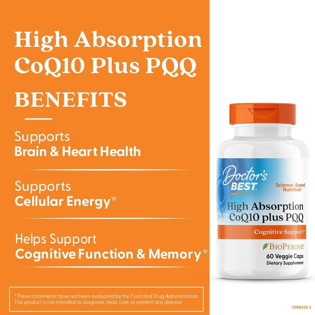 Buy now Doctor's Best High Absorption CoQ10 Plus PQQ, Cognitive Support, USP Verified, Naturally Fermented CoQ10, Non-GMO, Gluten Free, Soy Free, Vegan 60 Veggie Caps at indiglob india
