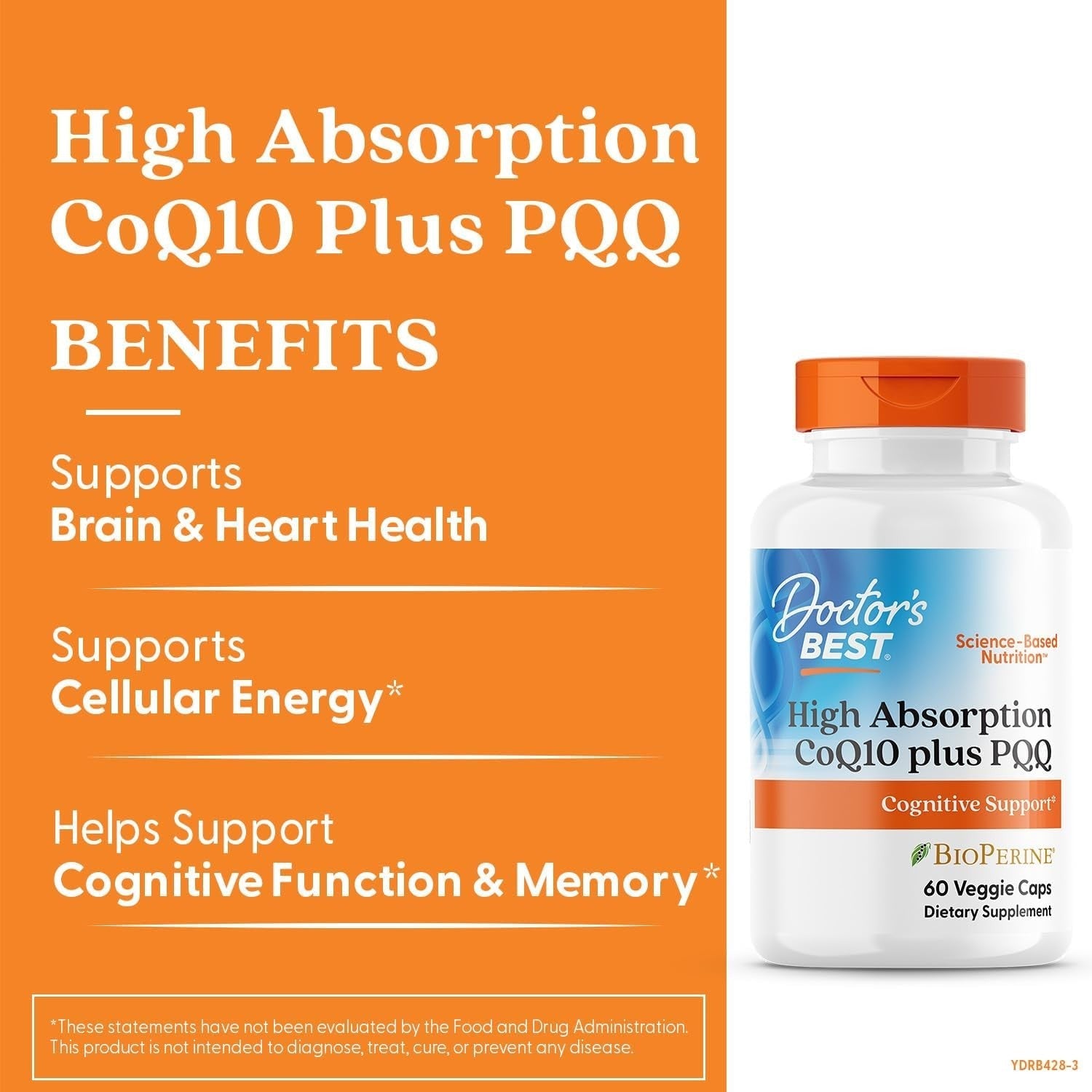 Buy now Doctor's Best High Absorption CoQ10 Plus PQQ, Cognitive Support, USP Verified, Naturally Fermented CoQ10, Non-GMO, Gluten Free, Soy Free, Vegan 60 Veggie Caps at indiglob india