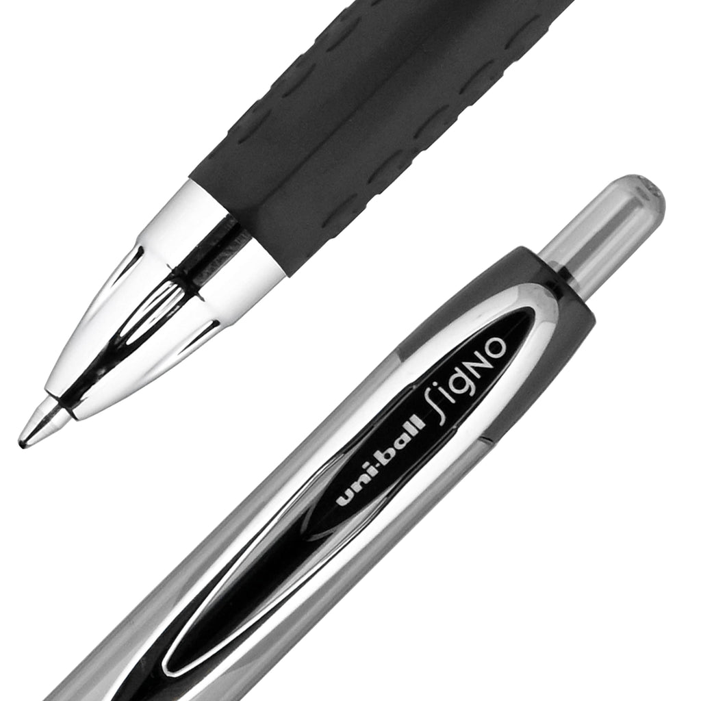 Uni-Ball® 207™ Retractable Fraud Prevention Gel Pens, Bold Point, 1.0 mm, Translucent Black Barrels, Black Ink, Pack Of 4