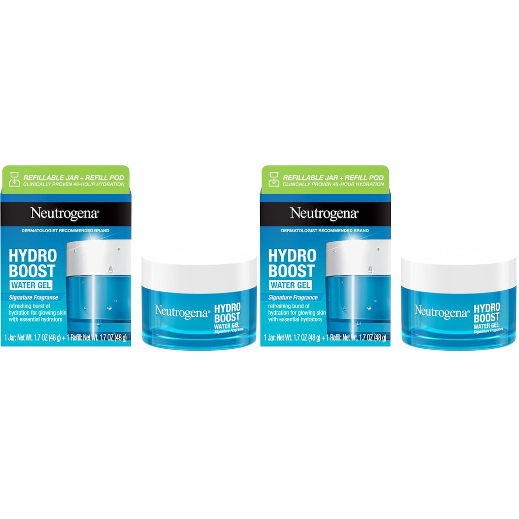 Neutrogena Hydro Boost Water Gel Face Moisturizer Refill Pod, Refill Pack-of Hyaluronic Acid Moisturizer for a Refreshing Burst of Hydration & Dewy Skin, Signature Fragrance, 1.7 oz,(Pack of 2)