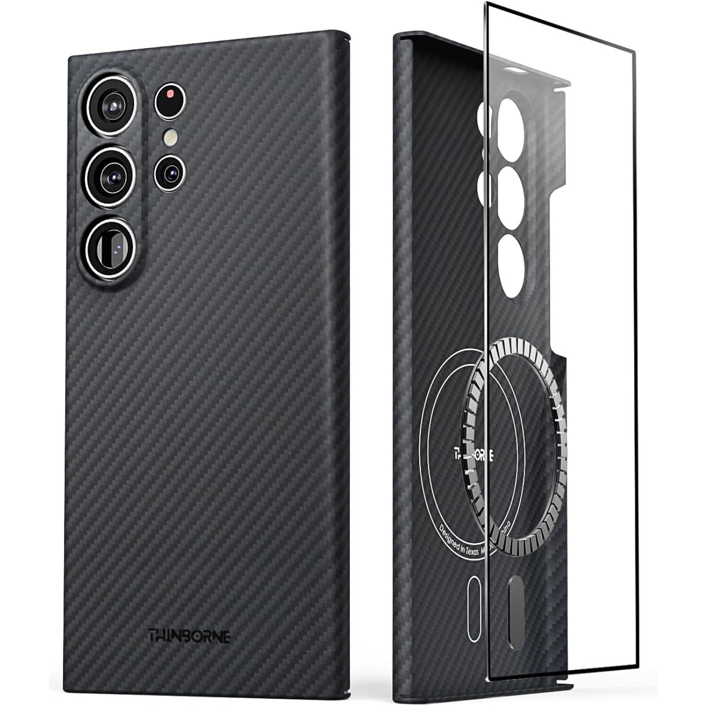 Buy now Thinborne Compatible with Samsung Galaxy S24 Ultra Case, [Made of 600D Aramid Fiber] [Magnetic Charging] [Thin & Lightweight] [ Slim Minimalist Style with Carbon Fiber Textures] Galaxy S24 Ultra Black - S24 Ultra at indiglob india