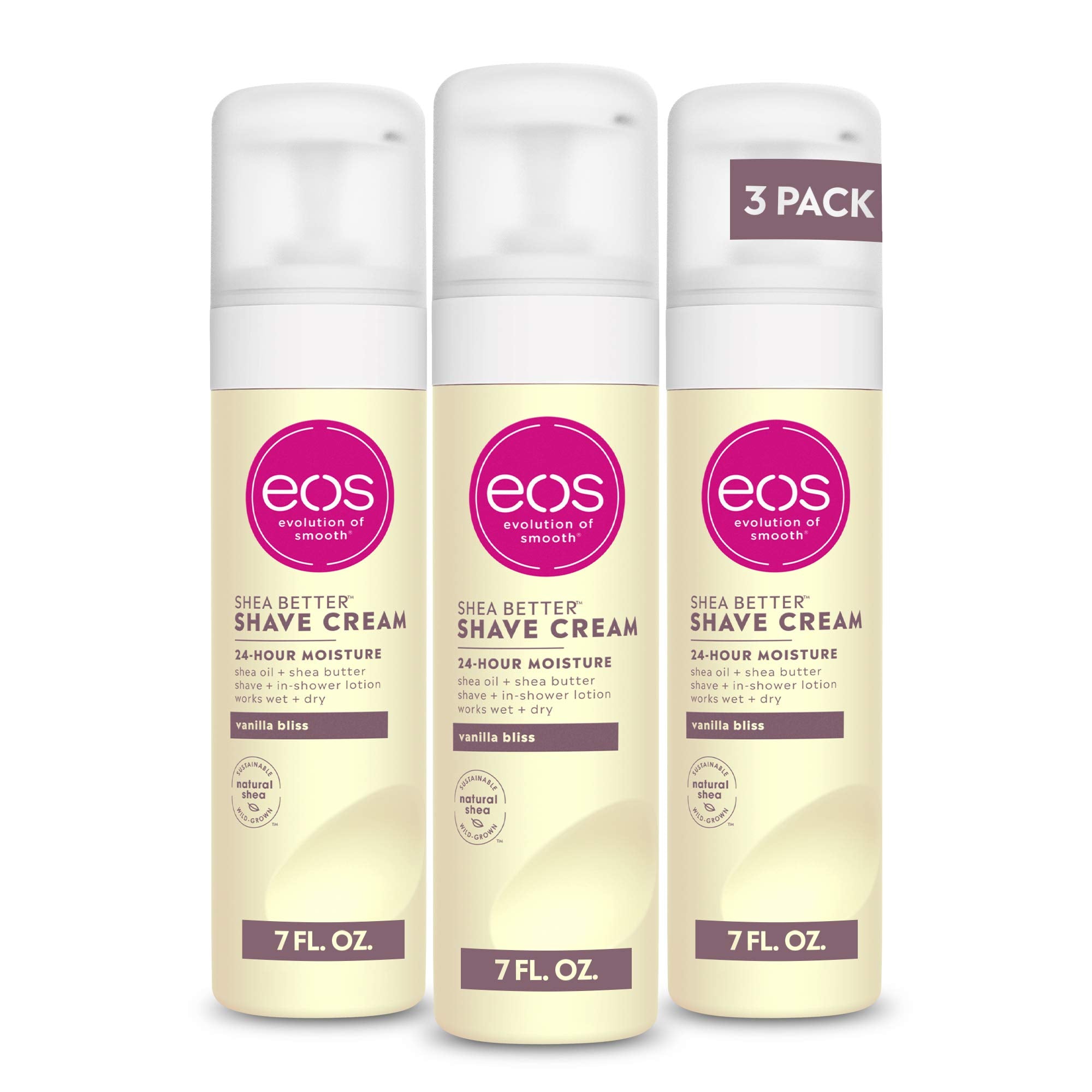 eos Shea Butter Shave Cream- Vanilla Bliss, 24H Moisture, 7 fl oz, 2 Pack
