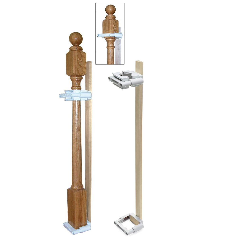 Safety Innovations No Hole Stairway Baby Gate Mounting Kit - Fits Posts from 2 3/4 inches to 3 1/2 inches Wide with Square or Round Tops - No Adhesives On Or Screws in Your Posts, (1-Pack)