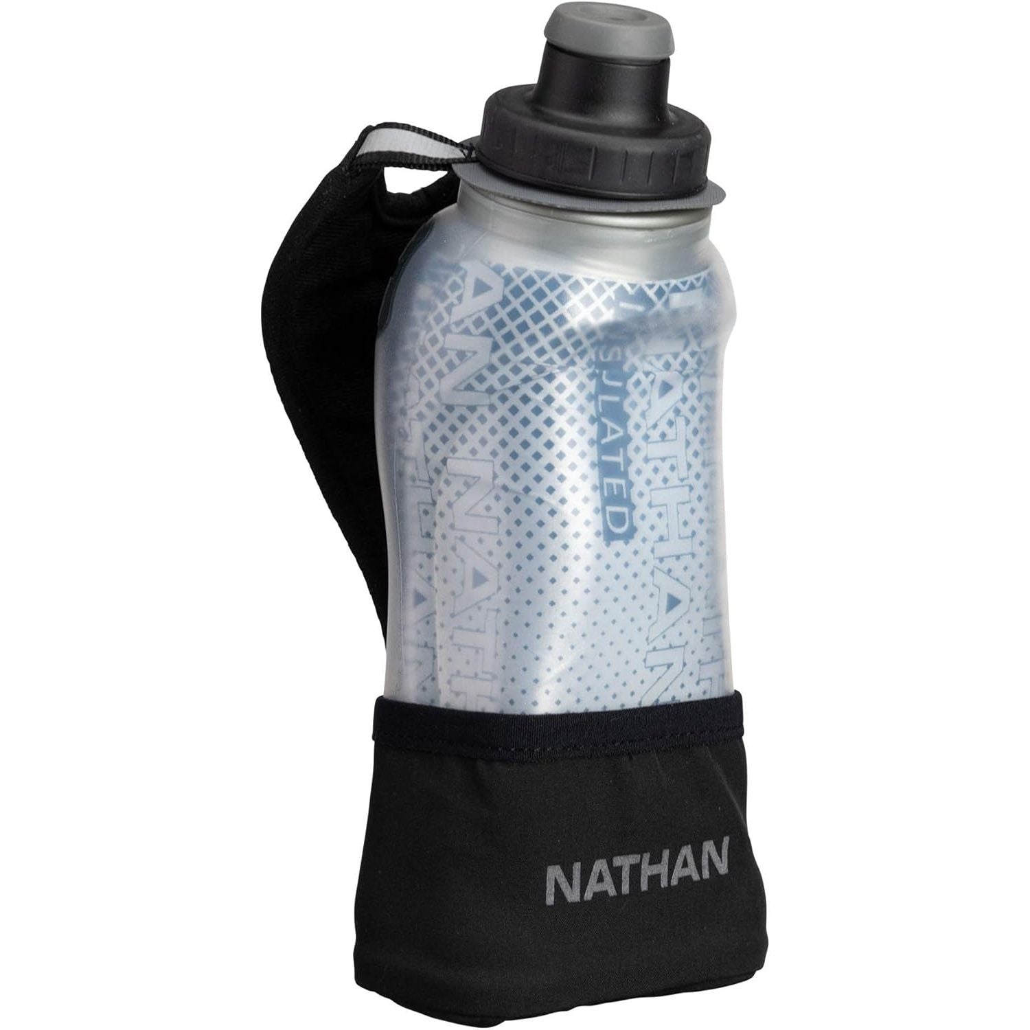 Buy now Nathan Running Handheld Water Bottle Adjustable No-Grip Quick Squeeze Lite Hand Strap. 12 oz Insulated Water Bottle. Reflective Hydration Black Marine Blue 12oz Insulated at indiglob india