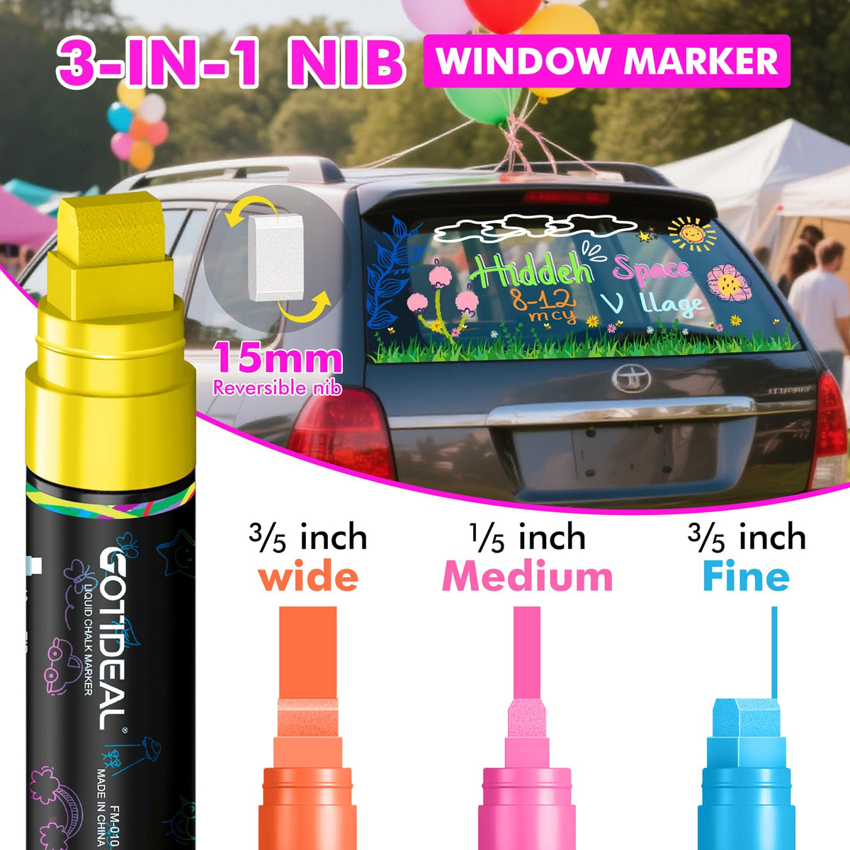 GOTIDEAL Chalk Markers, Car Markers Washable for Auto, Car Window Markers