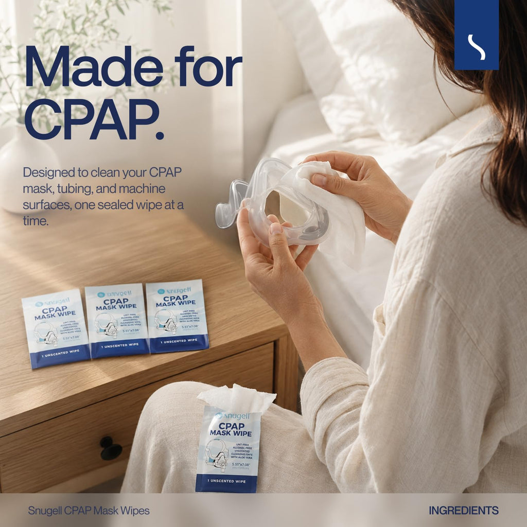 Snugell Unscented Individual CPAP Mask Wipes – Travel-Friendly 40-Pack– Lint & Alcohol-Free,Skin-Safe with Aloe Vera– Perfect for Convenient, Hassle-Free Cleaner & Sanitizer of CPAP Masks & Equipment