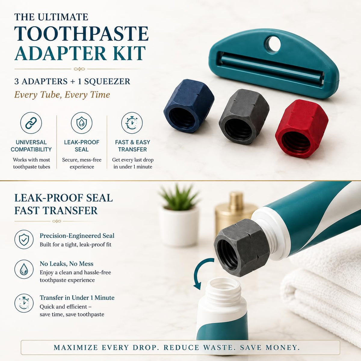 Travel-Size Toothpaste Refill Adapter and Squeezer, 4 Count (Pack of 1)