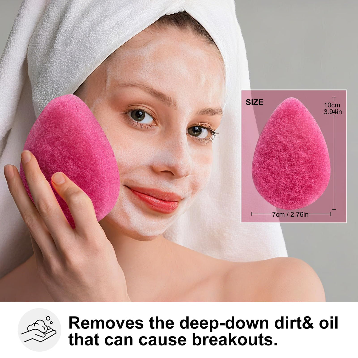 BS-MALL Facial Sponge 12 Pcs – Exfoliating Face Scrubber for Deep Cleansing, Removes Blackheads, Reusable Design, Perfect for Skin Care Routine (Hot Pink-Soft Texture)