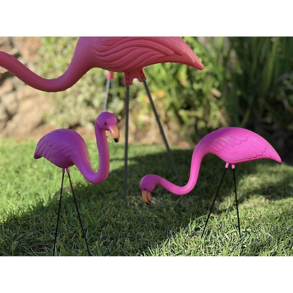 Buy now GIFTEXPRESS Pink Flamingos Yard Decorations - 4 Pack Small 14" Tall Plastic Flamingo Statue w/Metal Stakes - Lawn Ornaments & Garden Decor for Outdoor Parties at indiglob india