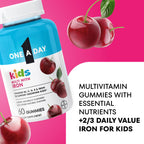 One A Day Kids Multivitamin with Iron Gummy, Vitamin D, Vitamin C, E, Zinc for Immune Support, Gummy Vitamins, Kids Multivitamin Gummies with Iron, Cherry Flavor, 60 Count (Packaging May Vary)
