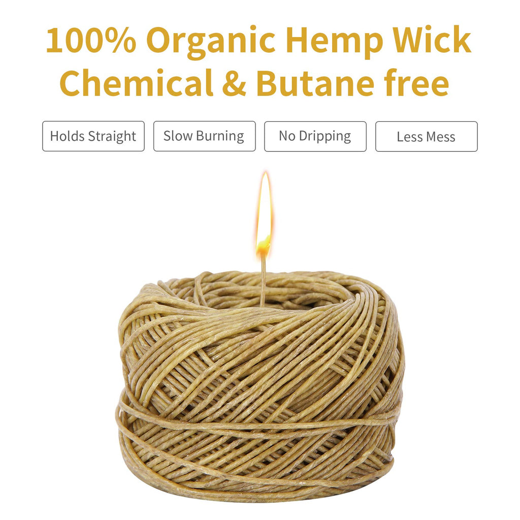 CHEFBEE 200FT Organic Hemp Wick with Natural Beeswax Coating
