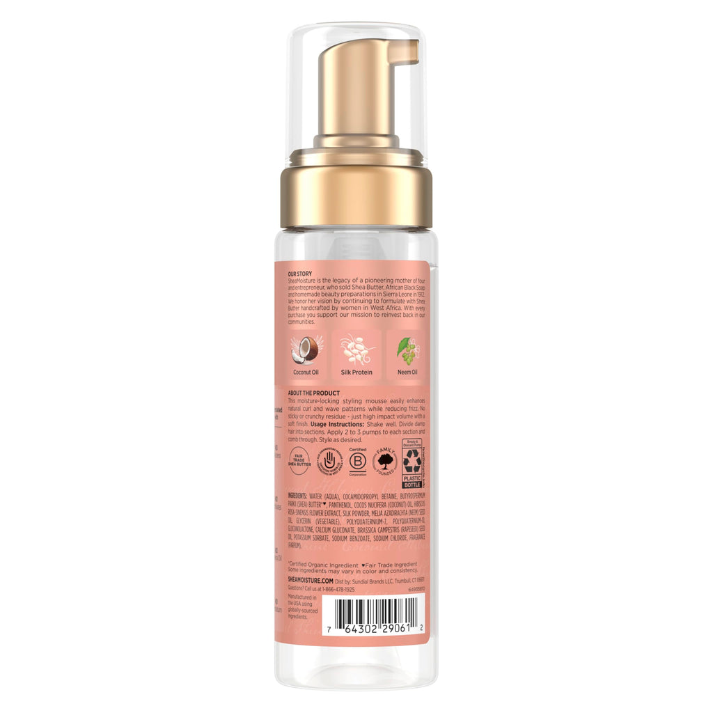 SheaMoisture Curl Mousse Coconut and Hibiscus for Frizz Control Styling Mousse with Shea Butter 7.5 oz | Curl enhancing mousse with Coconut Oil, Neem Oil & Silk Protein to instantly hydrate, reduce frizz, and add shine.