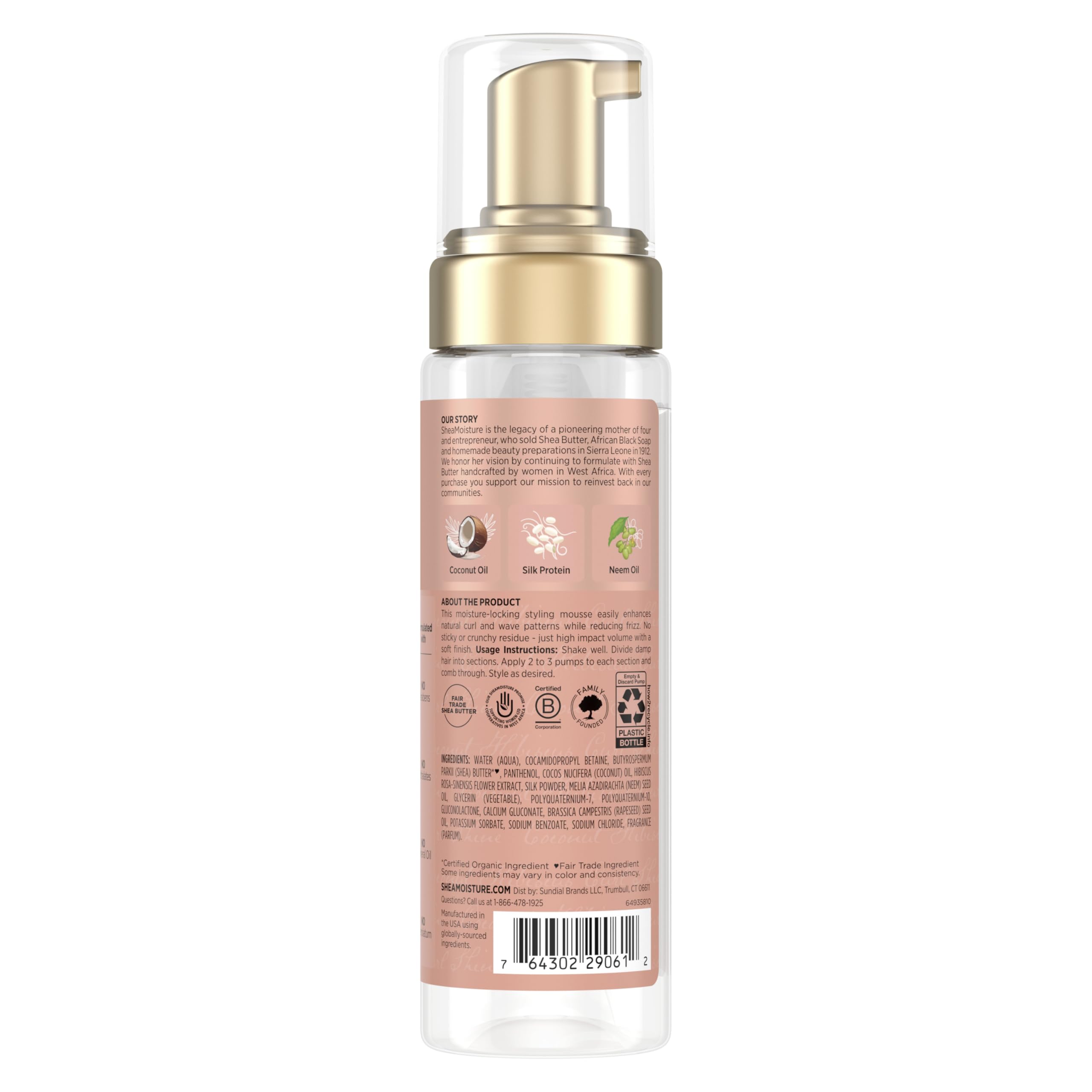 SheaMoisture Curl Mousse Coconut and Hibiscus for Frizz Control Styling Mousse with Shea Butter 7.5 oz | Curl enhancing mousse with Coconut Oil, Neem Oil & Silk Protein to instantly hydrate, reduce frizz, and add shine.