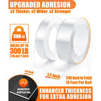 Double Sided Tape Heavy Duty, 2 Rolls, 240" Nano Tape for Wall Mounting