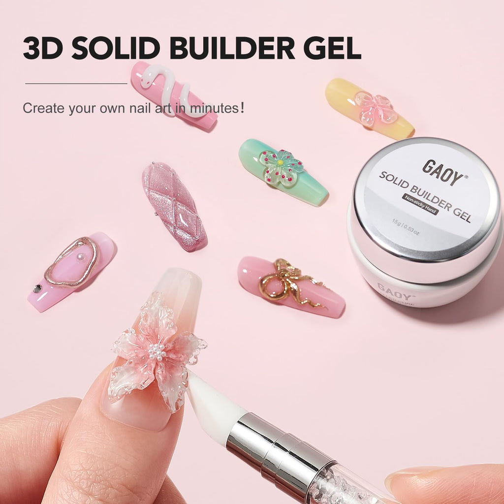 GAOY Clear 3D Sculpting Gel for Nail Art, 15g Solid Builder Gel | Non-Sticky Hard for Carving Molding and Building
