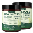Sea Moss Gummies 16-1, Black Seed Oil Ashwagandha Turmeric Bladder Wrack Vitamin C Vitamin D3 Elderberry Manuka Dandelion Yellow Dock Apple Cider Vinegar for Men & Women